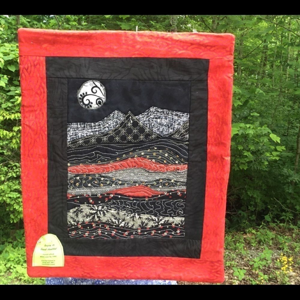 NWT Hand Crafted Quilted Night Mountains Landscape